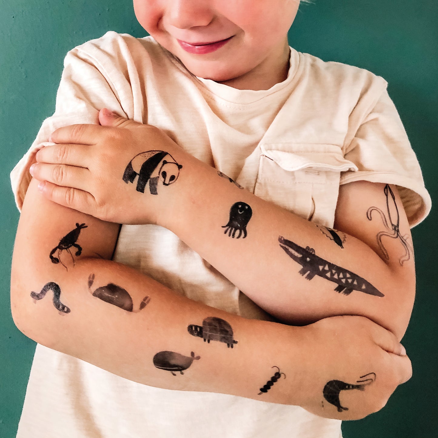 Vegane Kindertatoos Krokodil und Freunde