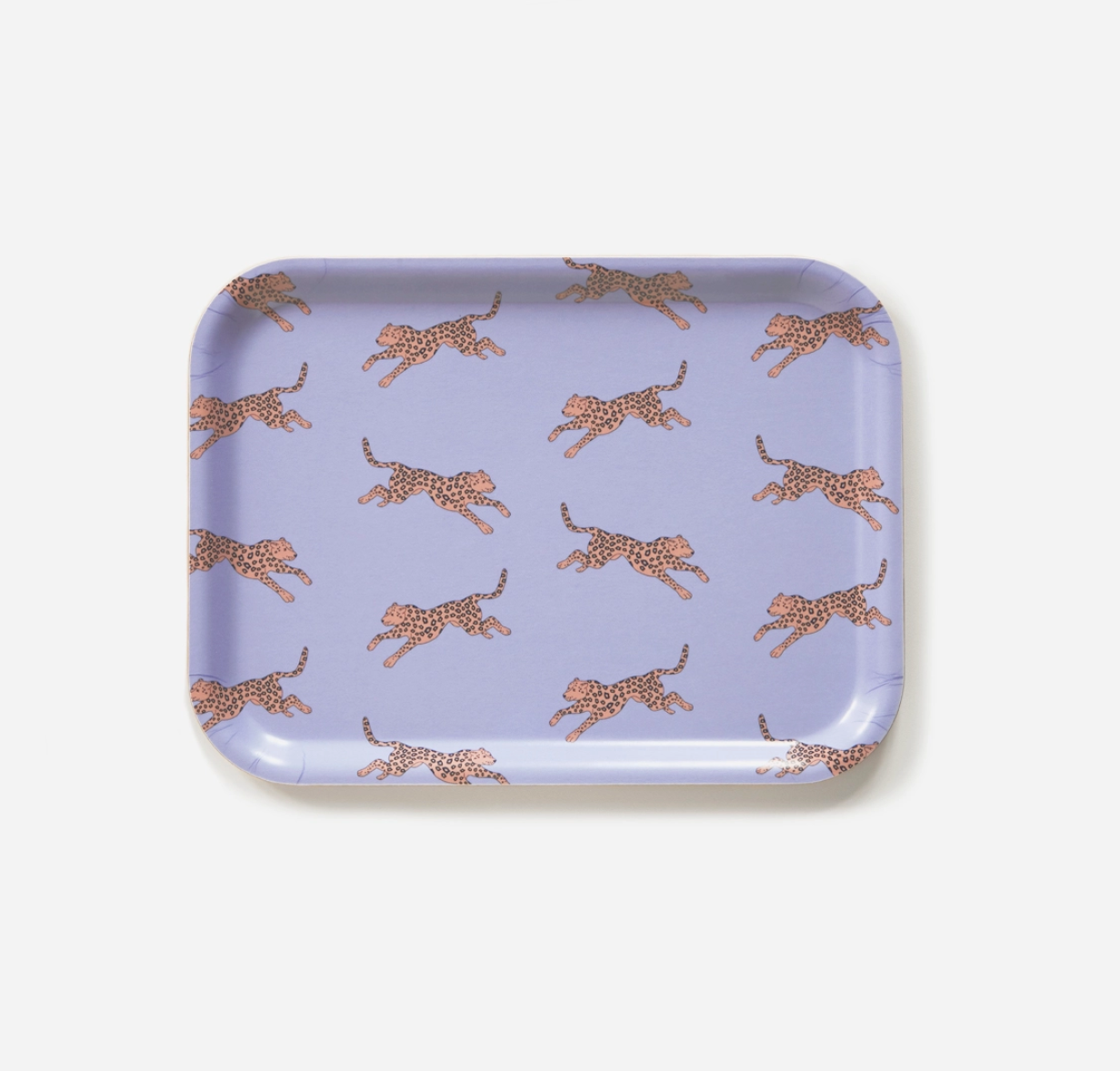 Kleines Tablett Leopard in lila