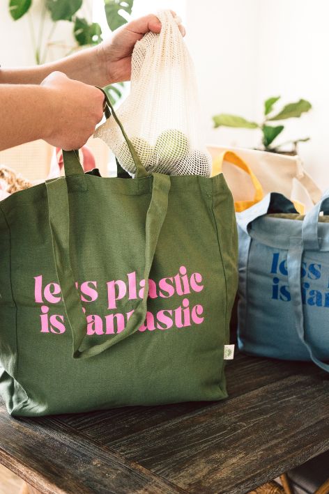 Tote Bag Less Plastic in olive